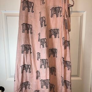 Pink Midi A-Line Wrap Skirt for Casual Wear